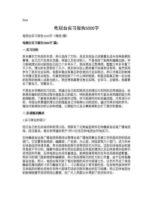 电视台实习报告5000字 (共23页)