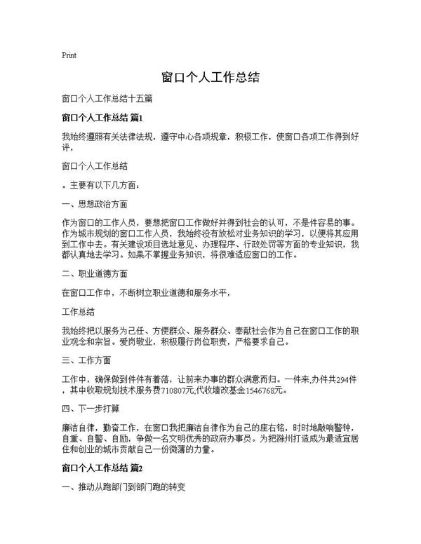 窗口个人工作总结 (共26页)