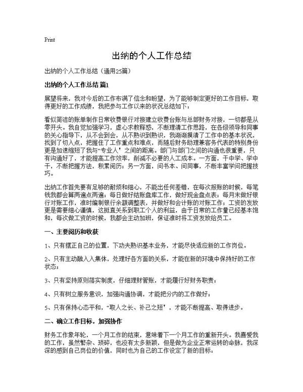出纳的个人工作总结 (共26页)