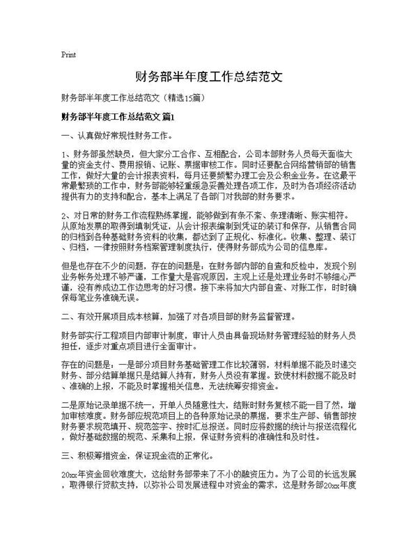 财务部半年度工作总结范文 (共23页)