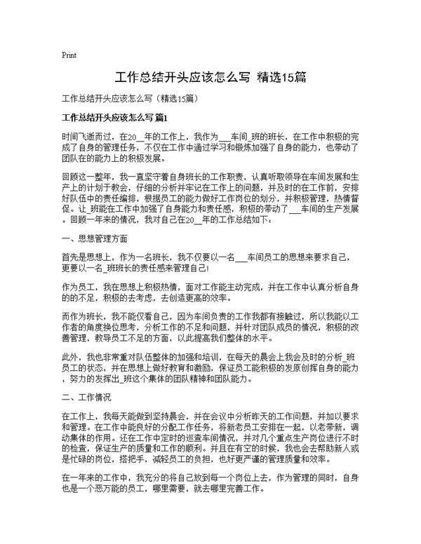 工作总结开头应该怎么写(精选) (共14页)