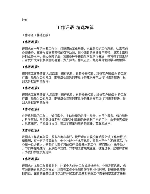 工作评语(精选) (共14页)