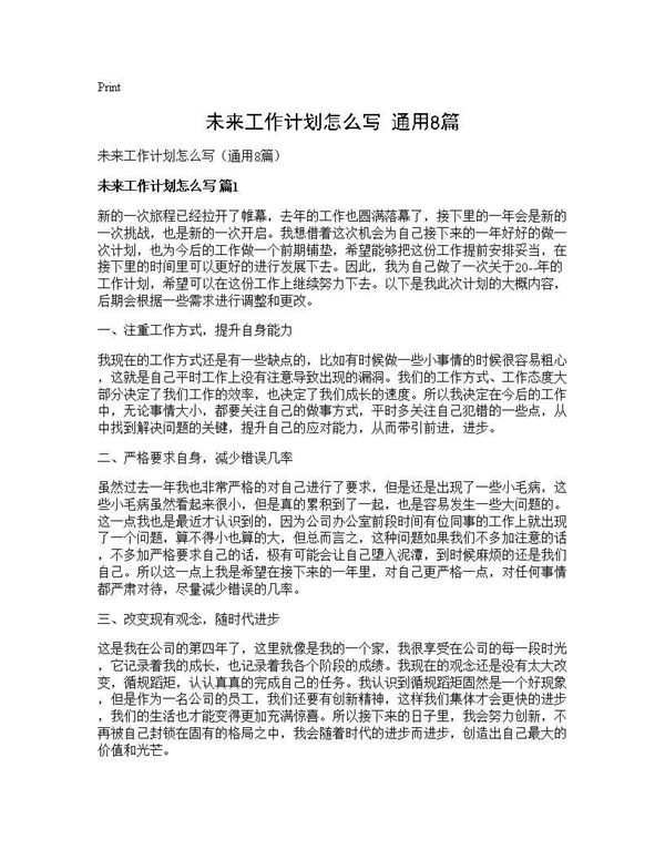 未来工作计划怎么写(通用) (共11页)