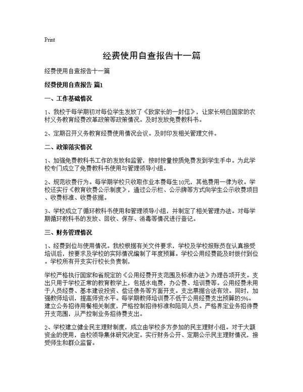 经费使用自查报告十一篇 (共14页)