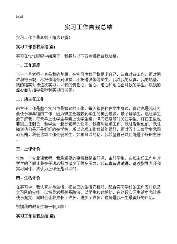实习工作自我总结 (共19页)