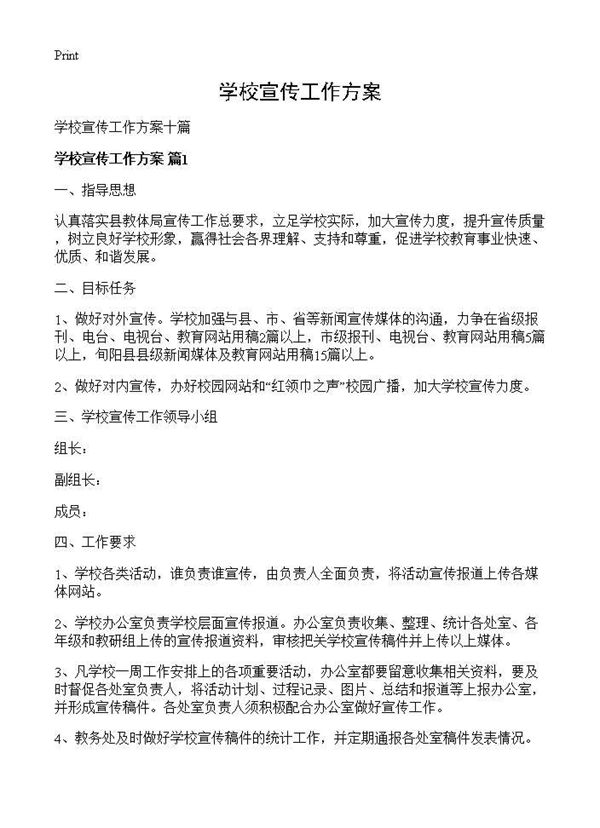 学校宣传工作方案 (共19页)