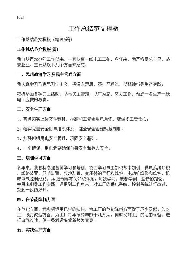 工作总结范文模板 (共14页)