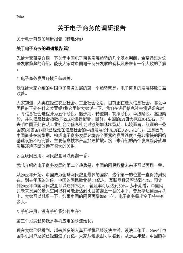 关于电子商务的调研报告 (共13页)