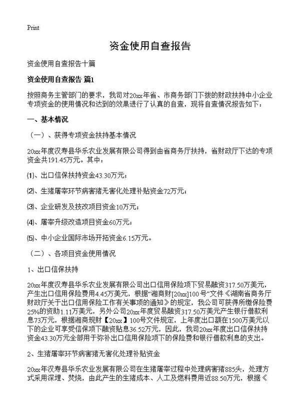 资金使用自查报告 (共16页)