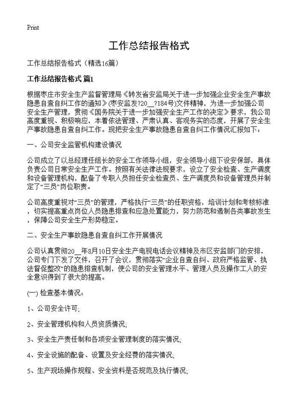 工作总结报告格式 (共22页)