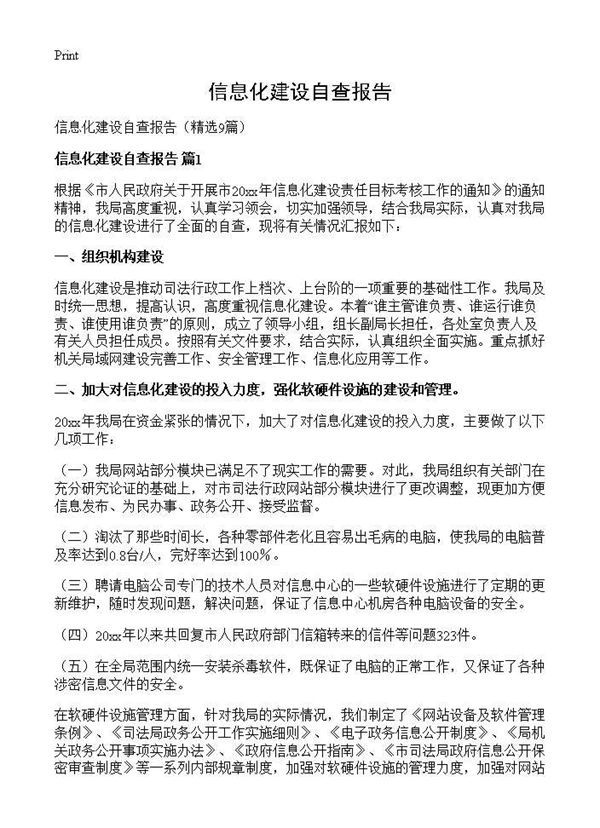 信息化建设自查报告 (共15页)