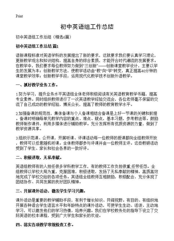 初中英语组工作总结 (共17页)