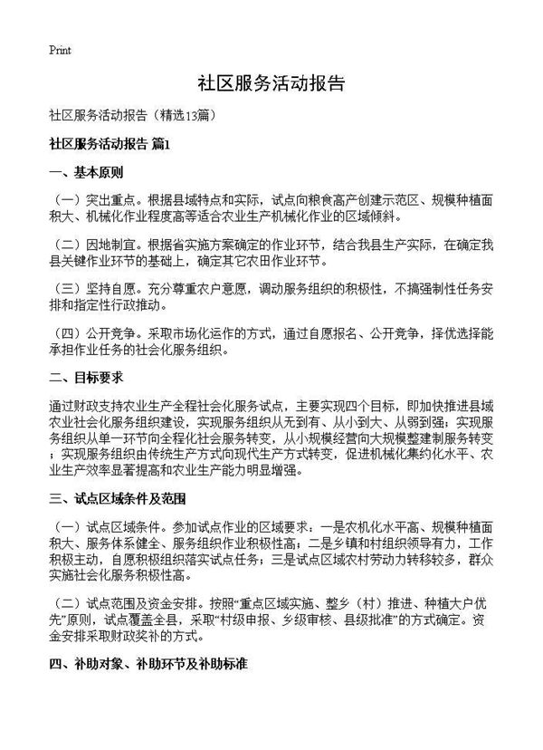 社区服务活动报告 (共20页)