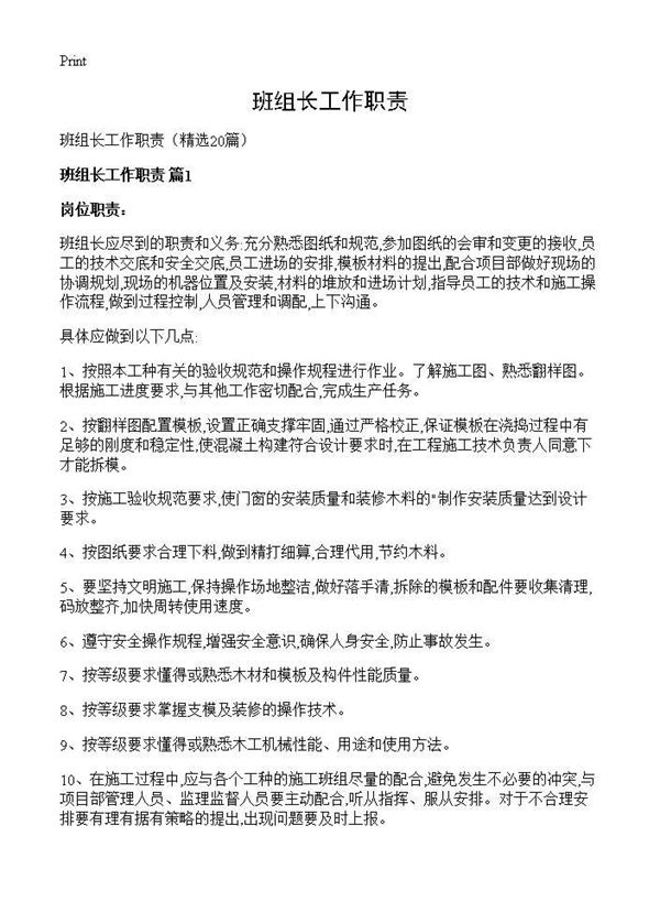 班组长工作职责 (共10页)