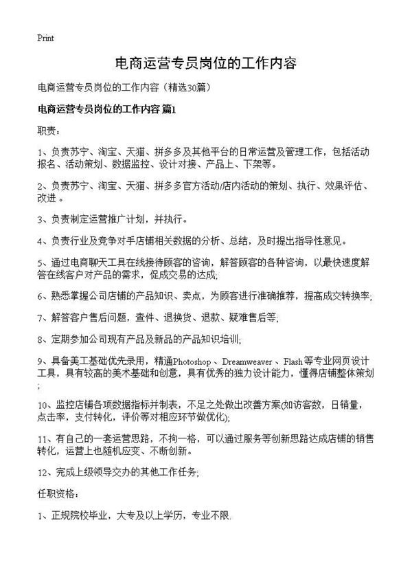 电商运营专员岗位的工作内容 (共17页)