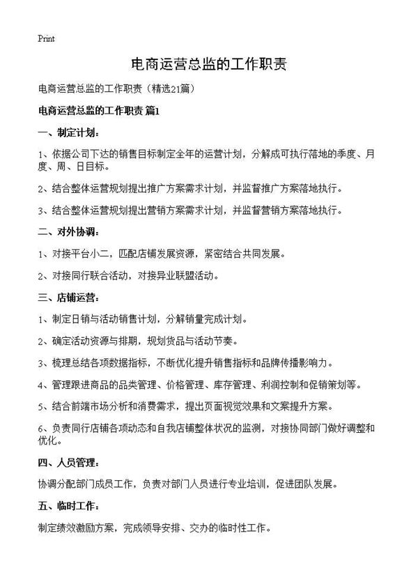 电商运营总监的工作职责 (共10页)