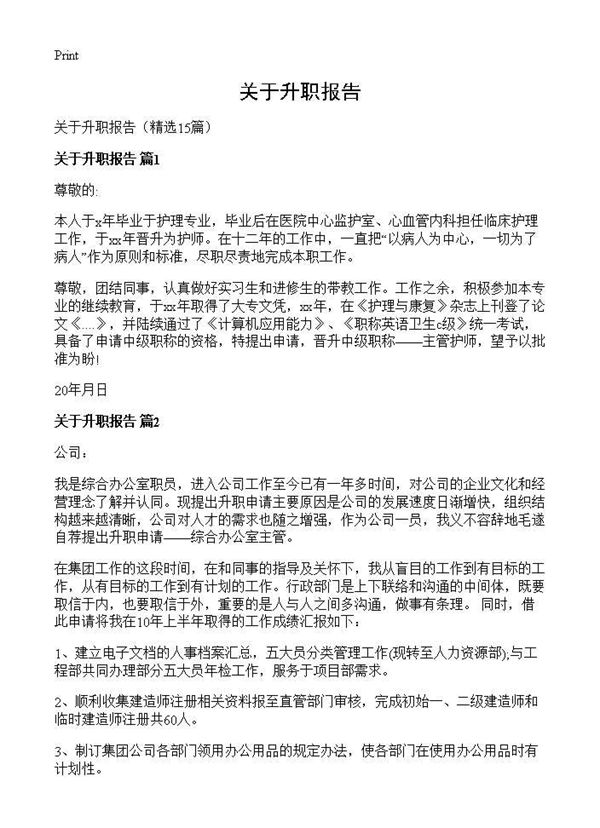 关于升职报告 (共12页)