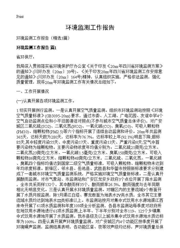 环境监测工作报告 (共10页)